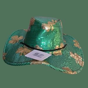 Target Saint Patricks Day Green and Gold Sequin Cowboy Hat - Unisex